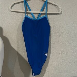 Blue One-Piece Swimsuit. Athletic